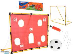 Porta da calcio da allenamento con palla a rete che mira al tappetino