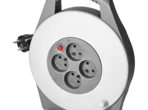 Aufrollbares Verlängerungskabel. 4 Steckdosen 2P Z. PVC-Kabel H05VV F 3x1mm2. Länge 10m