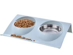DA119 Double bol pour chien et chat bleu