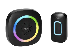 PELA. sonnette sans fil à batterie. système d'apprentissage. 60 sons. LED RGB. 300m. noir