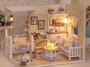 Holz Puppenhaus Retro Modell DIY 3013 LED 13cm