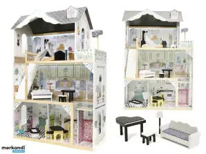 Holz-MDF-Puppenhaus mit Möbeln 122 cm XXL LED