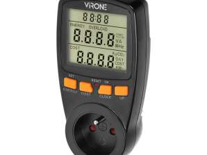 Dual-tariff wattmeter. energy calculator with LCD display. 2 separate tariffs. internal battery. black