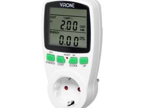 Energy Calculator with LCD Display. 2 Separate Tariffs. Internal Battery. Schuko Version