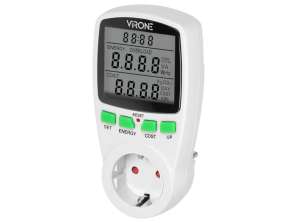 Einzel tariff Wattmeter. Energiekalkulator mit LCD Display. Ein Tarif. Eingebauter Akku. Schuko-Version