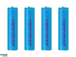 EZA102B Esperanza accus NiMH AAA 1000mAh 4 pièces bleues