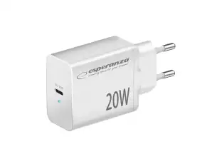 Сітковий зарядний пристрій EZC104W Esperanza 20w usb c pd біле
