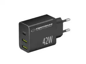 EZC106K Esperanza caricabatterie da parete 42w usb c pd 30w / 2x usb a 12w