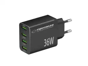EZC107K Esperanza caricatore da parete 36w 4x usb a qc 3.0 18w