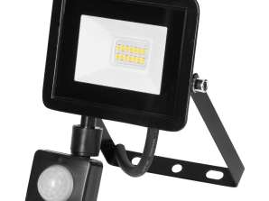 ALLED 10W LED Fluter mit PIR. 850lm. IP44. 4000K. Alu Glas