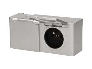 Hermetische Möbelsteckdose. IP44. 2x2P Z. silber
