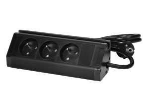 Dreifach-Steckdose mit Handyhalterung und 1,5 m Kabel. 3x2P Z. schwarz