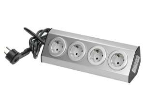 Prise. cuisine montée avec velcro 4x2P Z Schuko. INOX avec câble de 1,5 m.