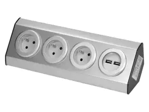 Møbeluttak. kjøkken montert på borrelås. med USB-lader 3x2P Z. 2xUSB. INOX.
