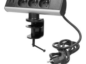 Møbeluttak med USB-lader og skruterminal 3x2P Z. 2xUSB