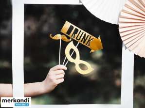Gadget, oggetti di scena fotografici, Let's Celebrate, cabina fotografica dorata, 8 pezzi