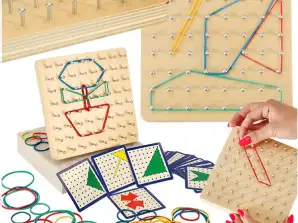 Géoboard géoplan puzzle en bois créant des formes avec des élastiques