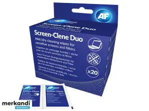 Lingettes nettoyantes AF SCREEN CLENE DUO DRY & WET 20 paires