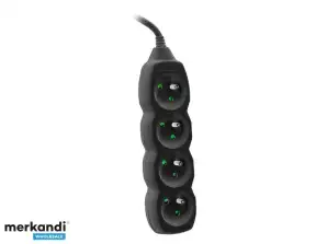 Удлинитель TRACER PowerCord 3.0m  4 гнезда. черный