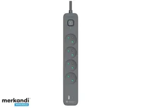 Überspannungsschutzleiste TRACER Power Line mobil bereit 1,5 m 4 Steckdosen 1x USB A 1x Type C. PD18W