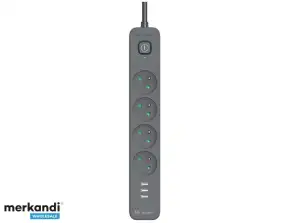 TRACER Power Line mobil kész átmeneti védelmi elosztó 1,5 m 4 aljzat 3x USB A 5V 2.4A