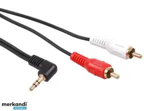 Hoekige mini jack 3,5mm Maclean 2RCA 3m zwart MCTV 825