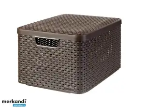 Cesta con coperchio Curver Rattan Style L marrone scuro