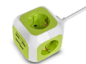 MagicCube firfoldig stikkontakt 2 USB-innganger 1 4m GreenBlue GB118G tysk versjon