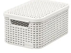 Panier avec couvercle Curver Rattan Style S crème