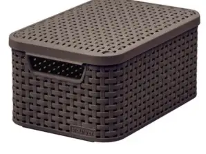 Cesto com tampo Curver Rattan Style S marrom escuro