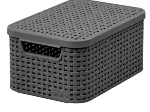 Curver Rattan Style S Dark Grey Basket with Lid