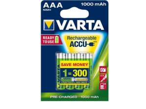 4x pilhas recarregáveis R 03 R03 AAA 1000mAh Varta Ready2use