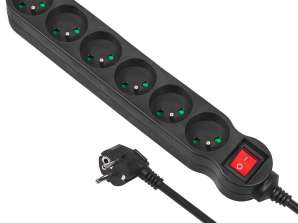 Multiprise Maclean rallonge 6 prises avec interrupteur noire 2300W 3m MCE187