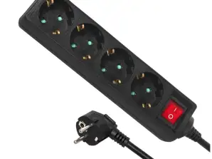 Maclean-jakopistorasia. jatkojohto 4 pistorasiaa. kytkimellä. 3500W. 5 m. saksalainen tyyppi. MCE194G