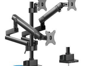 Supporto da scrivania per 3 monitor LCD Maclean. VESA 75x75 e 100x100. 2x USB 3.0. 17 27