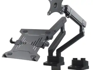Supporto Maclean. Doppio da scrivania. Per monitor e laptop. Vesa 75x75 100x100. 17