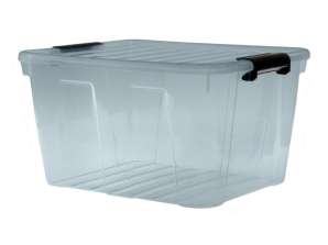 Conteneur avec couvercle Plast Team Home Box 30L transparent gris