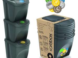 Sortibox Set zur Abfalltrennung 3x25L Grau