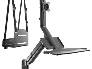 Supporto a parete per monitor e tastiera Maclean. con molla a gas e supporto per CPU del computer. 17