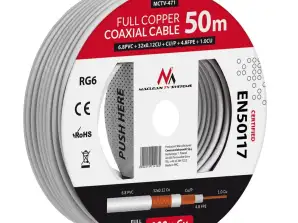 Cavo coassiale Maclean Cavo per antenna satellitare RG6 1.02CU 4.8FPE CU/P 32 0.12CU 6.8PVC 50M MCTV 471