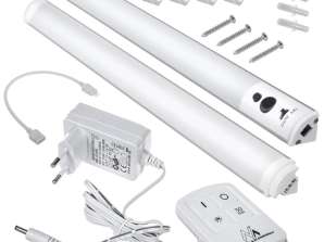 Maclean LED onderkastlamp. Lineair. Set van 2 modules met afstandsbediening en voeding. Max 4 modules op één voeding. MCE245