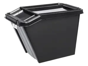 Conteneur avec couvercle PlastTeam ProBox Recycle QR 58L incliné noir