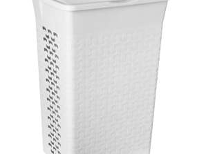 Rechthoekige wasmand of was BranQ 55L Cotton antiekwit