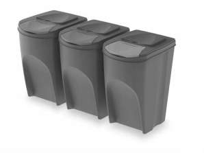 Set von Trennbehältern Sortibox 3x35L grau