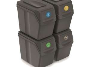 Sortibox 4x20L Grey Recycling Bin Set ISWB20S4