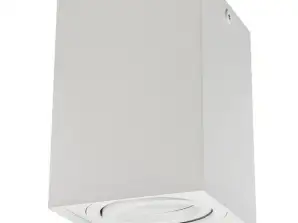 Tuba / pinnalle asennettava Maclean tähtihalogeenikuitu neliö alumiini GU10 valkoinen 80x80x115mm MCE426 W