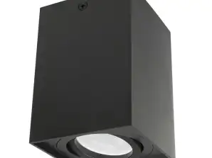 Tuba / pinnalle asennettava Maclean kohdevalaisin halogeeninen neliömäinen alumiini GU10 80x80x115mm musta MCE426 B