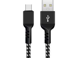USB C-kabel Maclean. ondersteuning voor Fast Charge. Gegevensoverdracht. 2.4A. 5V/2.4A. zwart. lengte 1m. MCE471