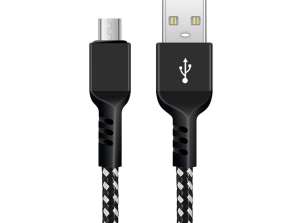 Kabel microUSB Maclean. støtter Fast Charge 2.4A. datatransfer. 5V/2.4A. svart. lengde 1m. MCE473