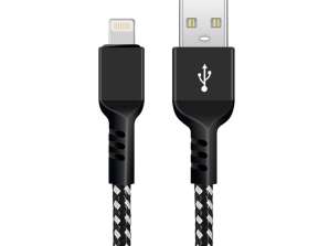 Lightning-kabel Maclean. støtter Fast Charge 2.4A. dataoverføring. 5V/2.4A. svart. lengde 1m. MCE472